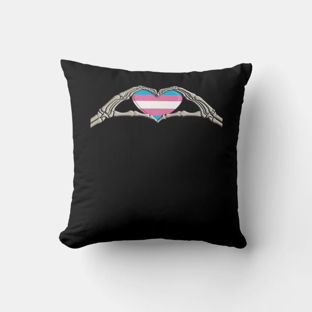 Bone Hands Heart Transgender Goth Minimal Style Throw Pillow (Front)
