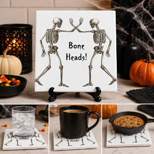 Bone Heads Skeleton Halloween Tile