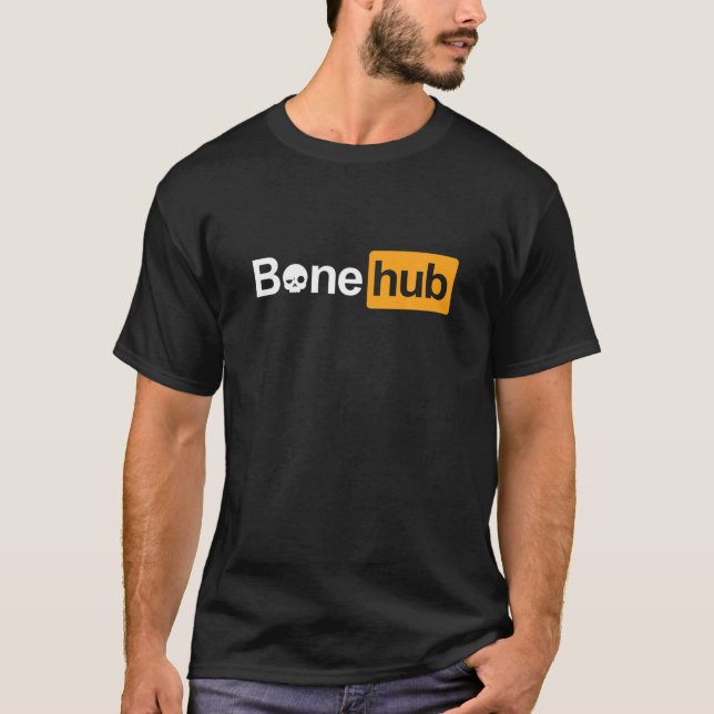 Bone Hub Logo Funny Sarcastic Adult Humor Hallowee T-Shirt (Front)