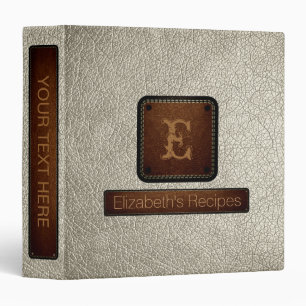 Bone Leather Elegant Monogram Binder