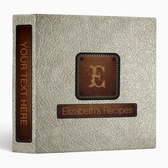 Bone Leather Elegant Monogram Binder (Front/Spine)