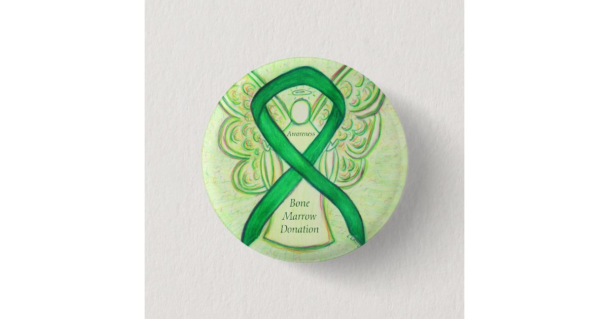 Bone Marrow Donation Awareness Ribbon Angel Button | Zazzle