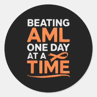 Bone marrow orange ribbon acute myeloid leukemia classic round sticker