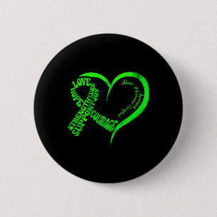 Bone Marrow Transplant Awareness Ribbon Words Gree Button