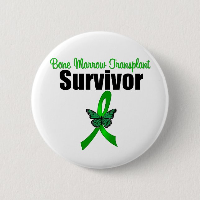 Bone Marrow Transplant Butterfly Survivor Ribbon Pinback Button (Front)