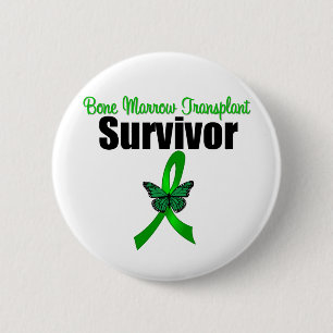 Bone Marrow Transplant Butterfly Survivor Ribbon Pinback Button