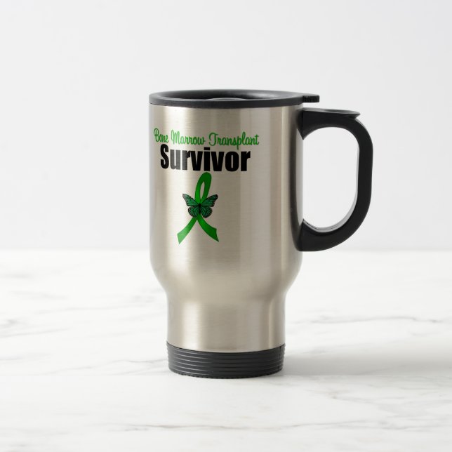 Bone Marrow Transplant Butterfly Survivor Ribbon Travel Mug (Right)
