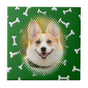 Bone Pattern Dog Frame Print Ceramic Tile