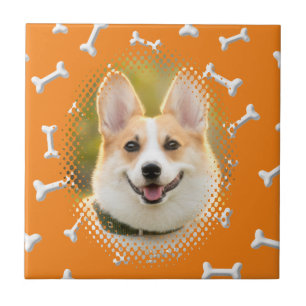 Bone Pattern Dog Frame Print Ceramic Tile
