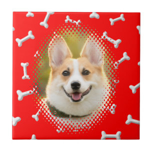 Bone Pattern Dog Frame Print Ceramic Tile
