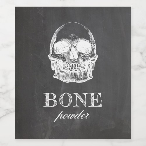 Bone powder Chalkboard Halloween party Skull Wine Label