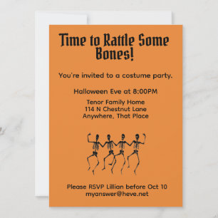 Bone Rattling Skeletons Halloween Party Invitation