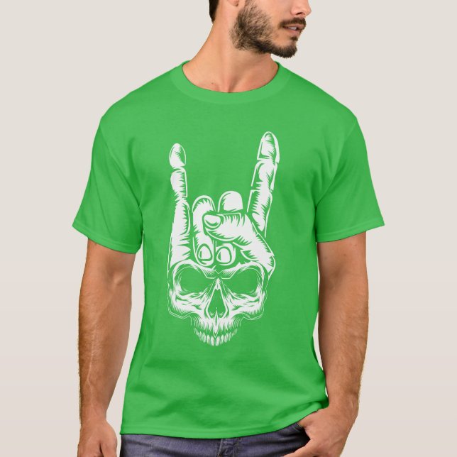 Bone Rocker Skeleton Rock Metal Music Love Rock fr T-Shirt (Front)