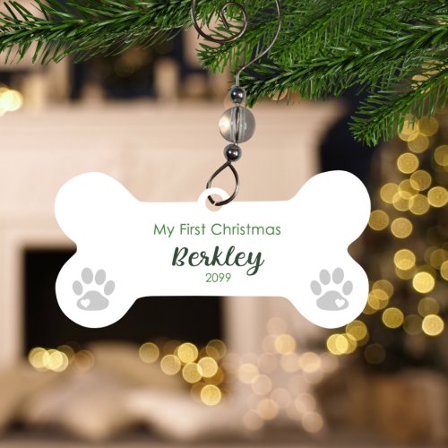 Bone Shaped Dogs First Christmas Ornament
