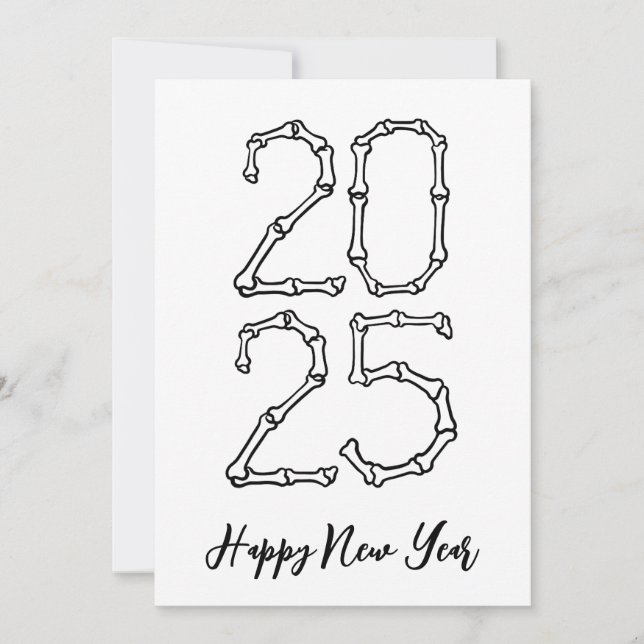 Bone Style simple happy new years cards 2025 (Front)