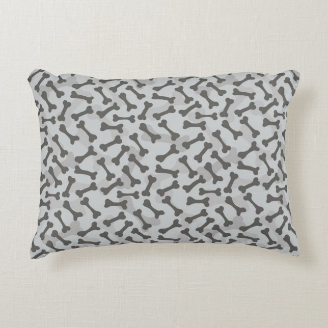Bone Texture Pattern Greyscale Accent Pillow (Front)