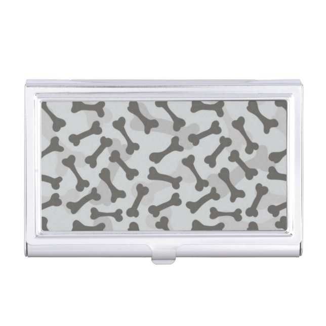 Bone Texture Pattern Greyscale Case For Business Cards (Front)