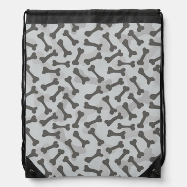 Bone Texture Pattern Greyscale Drawstring Bag (Front)