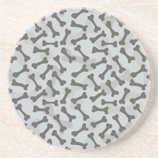 Bone Texture Pattern Greyscale Drink Coaster (Front)