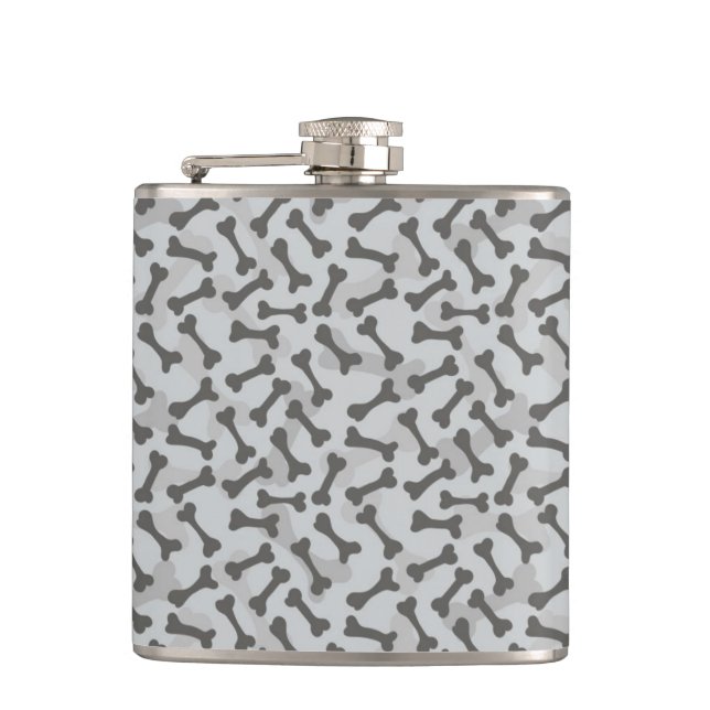 Bone Texture Pattern Greyscale Flask (Front)