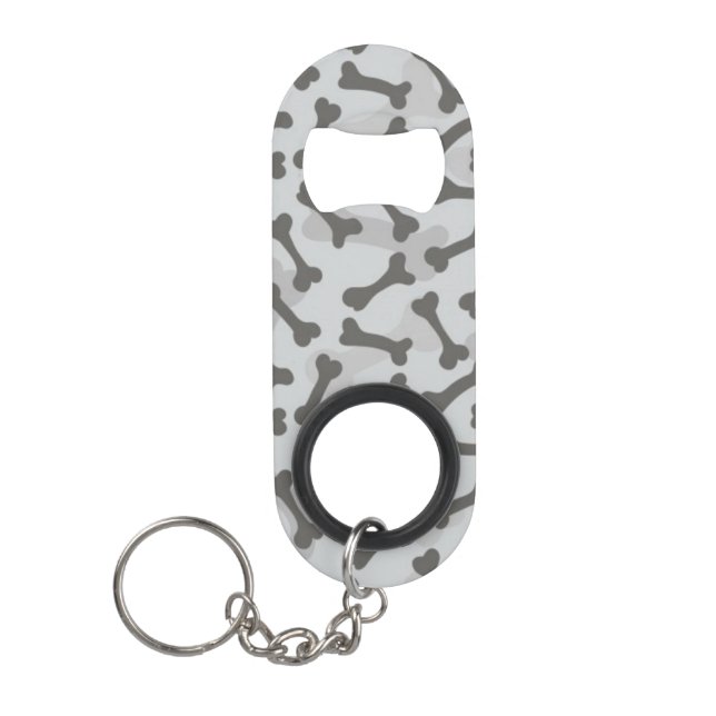 Bone Texture Pattern Greyscale Keychain Bottle Opener (Front)