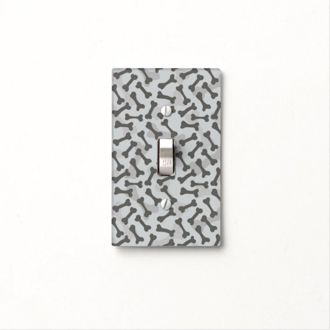 Bone Texture Pattern Greyscale Light Switch Cover (In Situ)