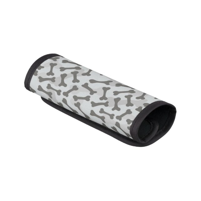 Bone Texture Pattern Greyscale Luggage Handle Wrap (Angled)