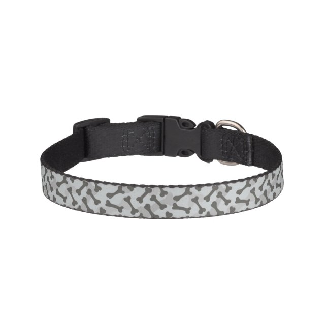 Bone Texture Pattern Greyscale Pet Collar (Front)