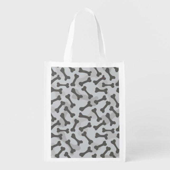 Bone Texture Pattern Greyscale Reusable Grocery Bag (Front)