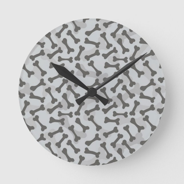 Bone Texture Pattern Greyscale Round Clock (Front)