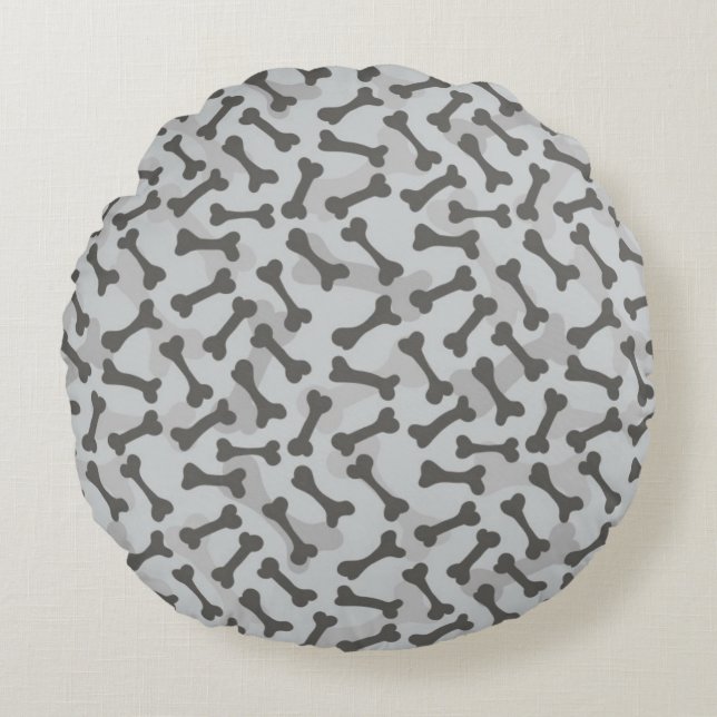 Bone Texture Pattern Greyscale Round Pillow (Front)