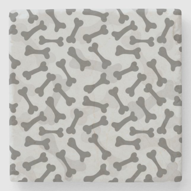 Bone Texture Pattern Greyscale Stone Coaster (Front)
