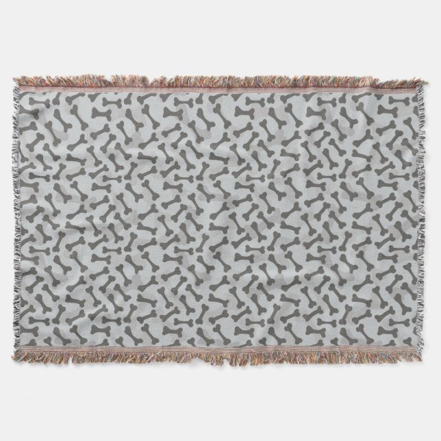Bone Texture Pattern Greyscale Throw Blanket (Front)