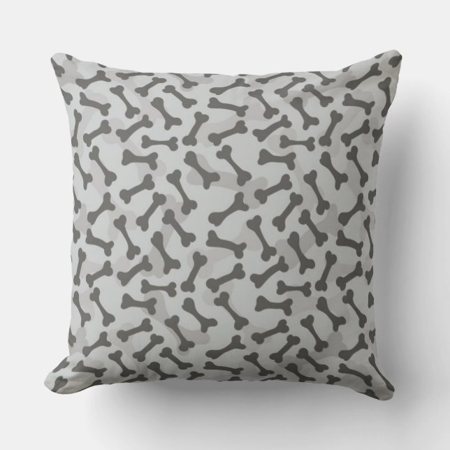 Bone Texture Pattern Greyscale Throw Pillow (Front)