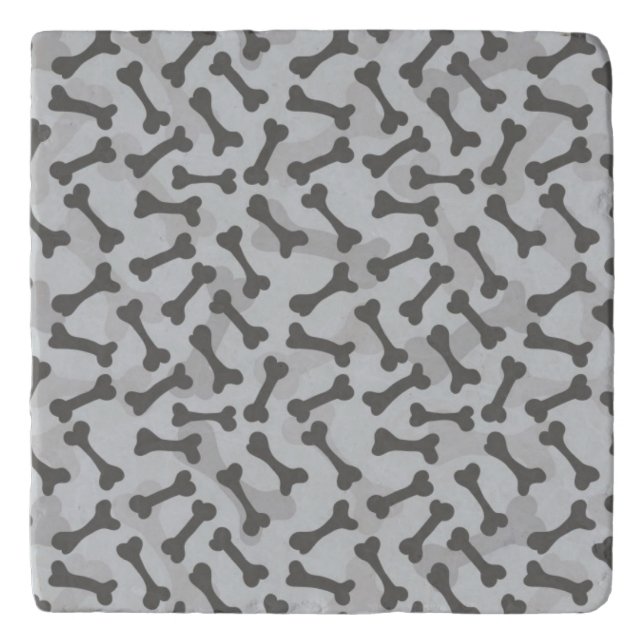 Bone Texture Pattern Greyscale Trivet (Front)