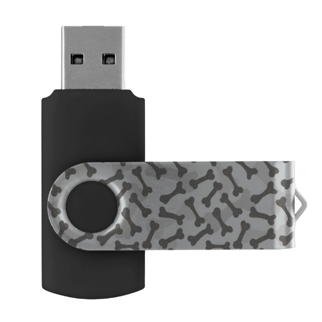 Bone Texture Pattern Greyscale USB Flash Drive (Opened)