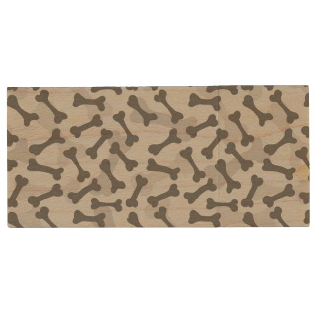 Bone Texture Pattern Greyscale Wood USB Flash Drive (Front)