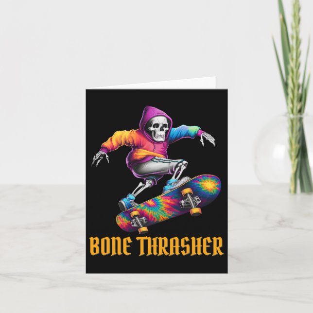 Bone Thrasher Skeleton Halloween Costume  Card (Front)