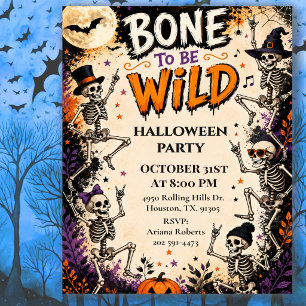Bone To Be Wild Halloween Party Invitation