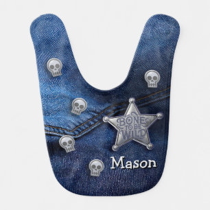 Bone to Be Wild, Sheriff Badge, Denim Look, Bad A Baby Bib