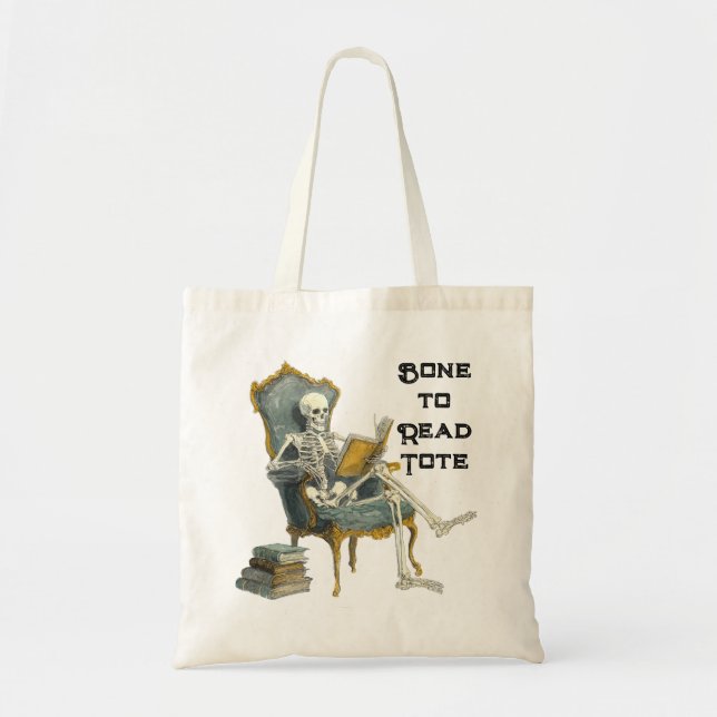Bone To Read Skeleton Tote Bag (Front)
