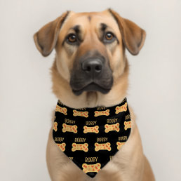 Bone Treat Pattern Dog Name Pet Bandana Collar