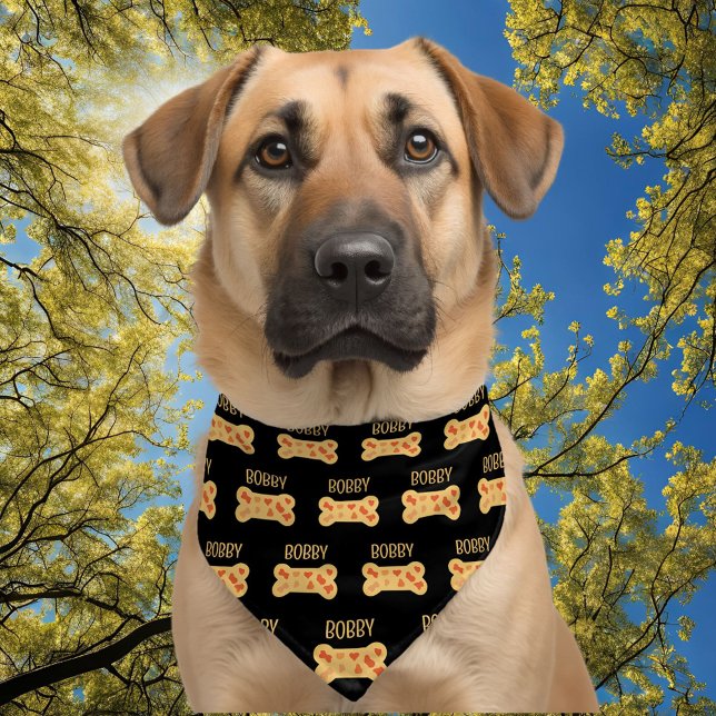 Bone Treat Pattern Dog Name Pet Bandana Collar (Creator Uploaded)
