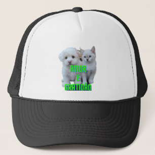 Boné with Cat and Dog and Message Love and... Trucker Hat