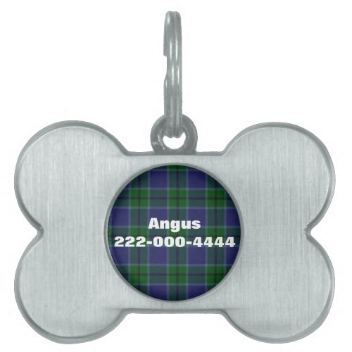 Bone With Plaid Pet ID Tag