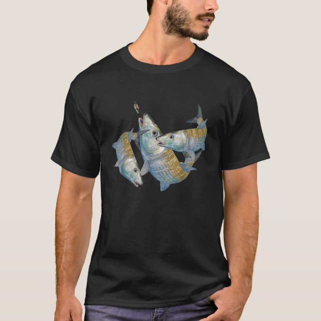 Bonefish Hunting a Salt Water Fly Fishing Design T-Shirt (Front)