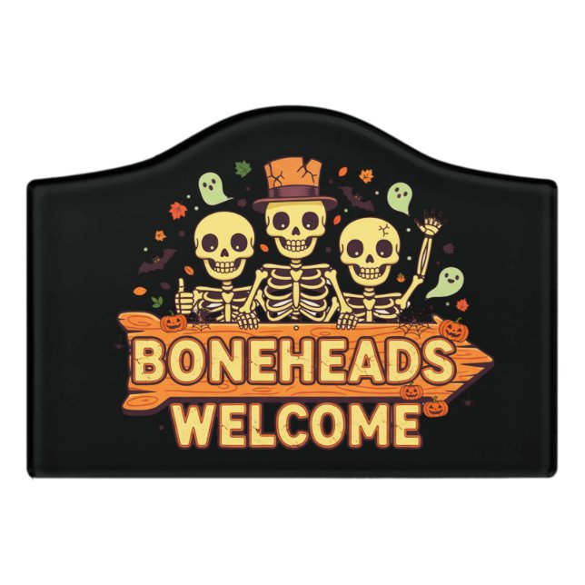 Boneheads Welcome Door Sign (Small Crest Front)