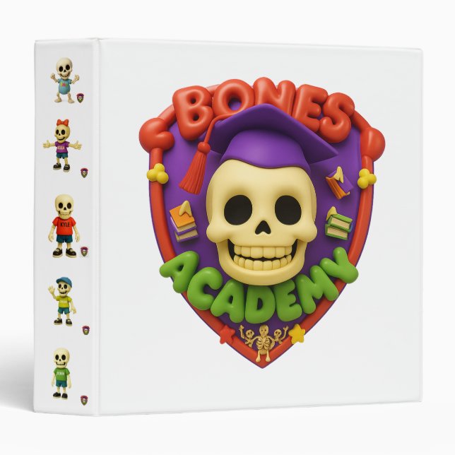 Bones Academy featuring The Boneheads 3 Ring Binder (Front/Spine)