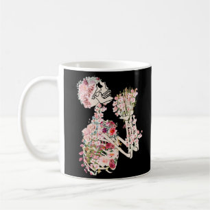 Bones and Botany Skeleton and Flowers  Coffee Mug