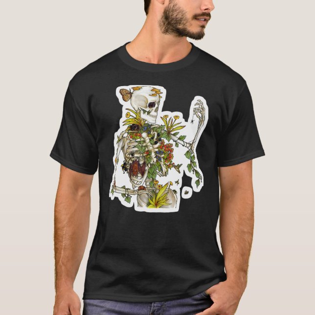 Bones and Botany  Skeleton Plants Botanical T-Shirt (Front)